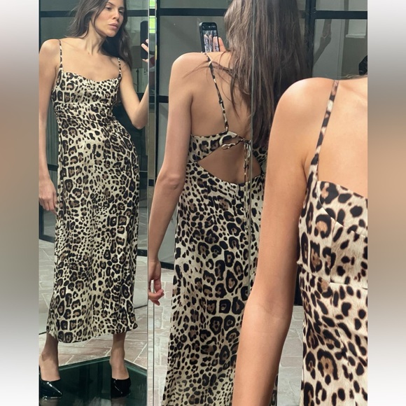 ZARA ANIMAL PRINT MIDI DRESS - Picture 3 of 8
